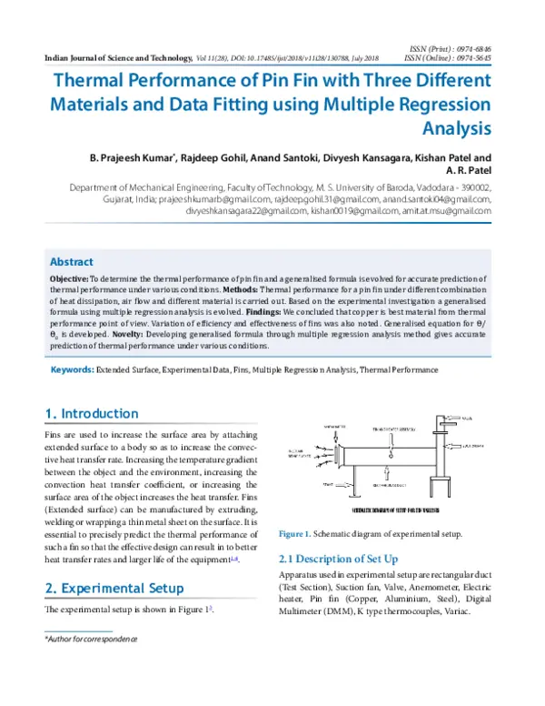 (PDF) Thermal Performance of Pin Fin with Three Different Materials and